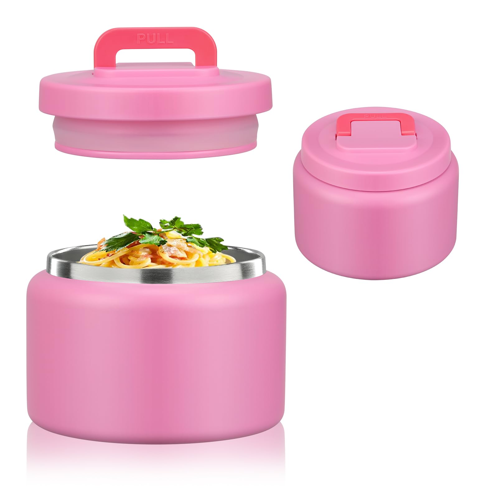 8 Oz Thermo Food Jar for Hot & Cold Food for Kids, Insulated Lunch Containers Hot Food Jar,Leak-Proof Vacuum Stainless Steel Wide Mouth Lunch Soup Thermo for School (Rose Red)