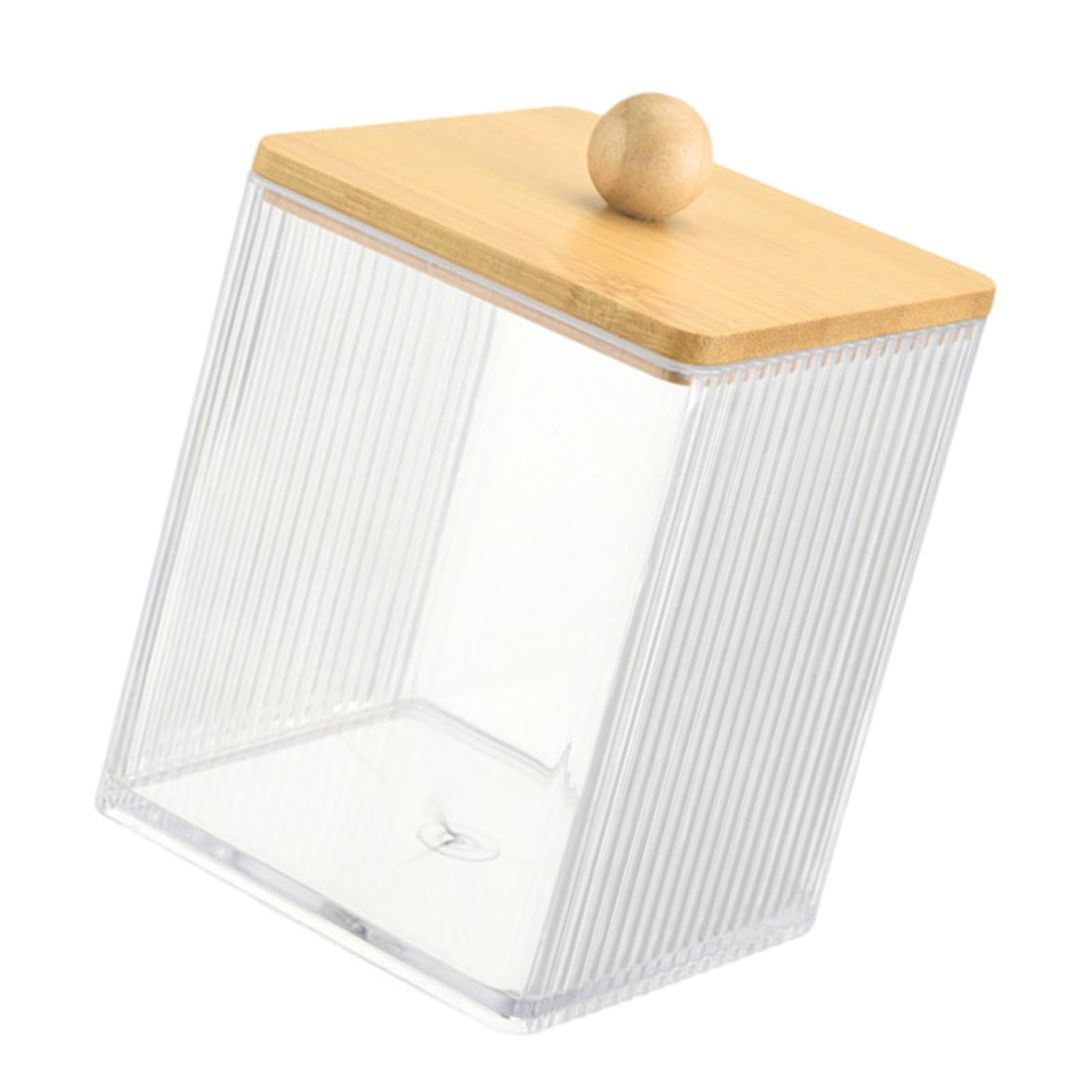 Msioytog Multipurpose Bathroom Canister with Wood Lid for Cotton Swabs Dentals Flosses Cotton Pad and Hair Fashion Accessories Qtip Holder