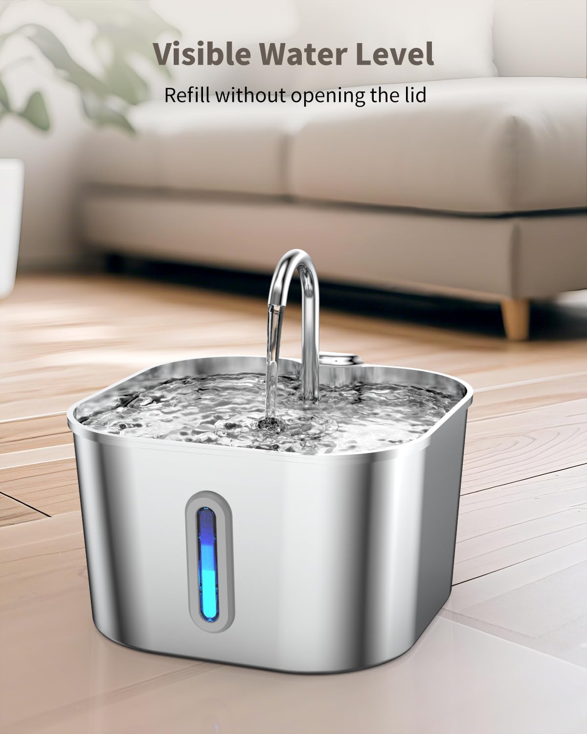 Fuente de agua para gatos de acero inoxidable, 74 onzas/2.2 L fuente para gatos con bomba silenciosa, dispensador automático de agua para mascotas, ideal para hogares con múltiples mascotas, agua