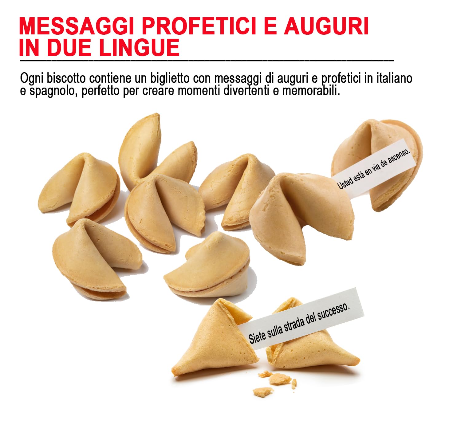 MiFan Fortuna Box - Galletas de la Fortuna Chinas, Mensajes Proféticos, Deseos en Español, Paquetes Variados, Sabor Vainilla (12 Piezas)