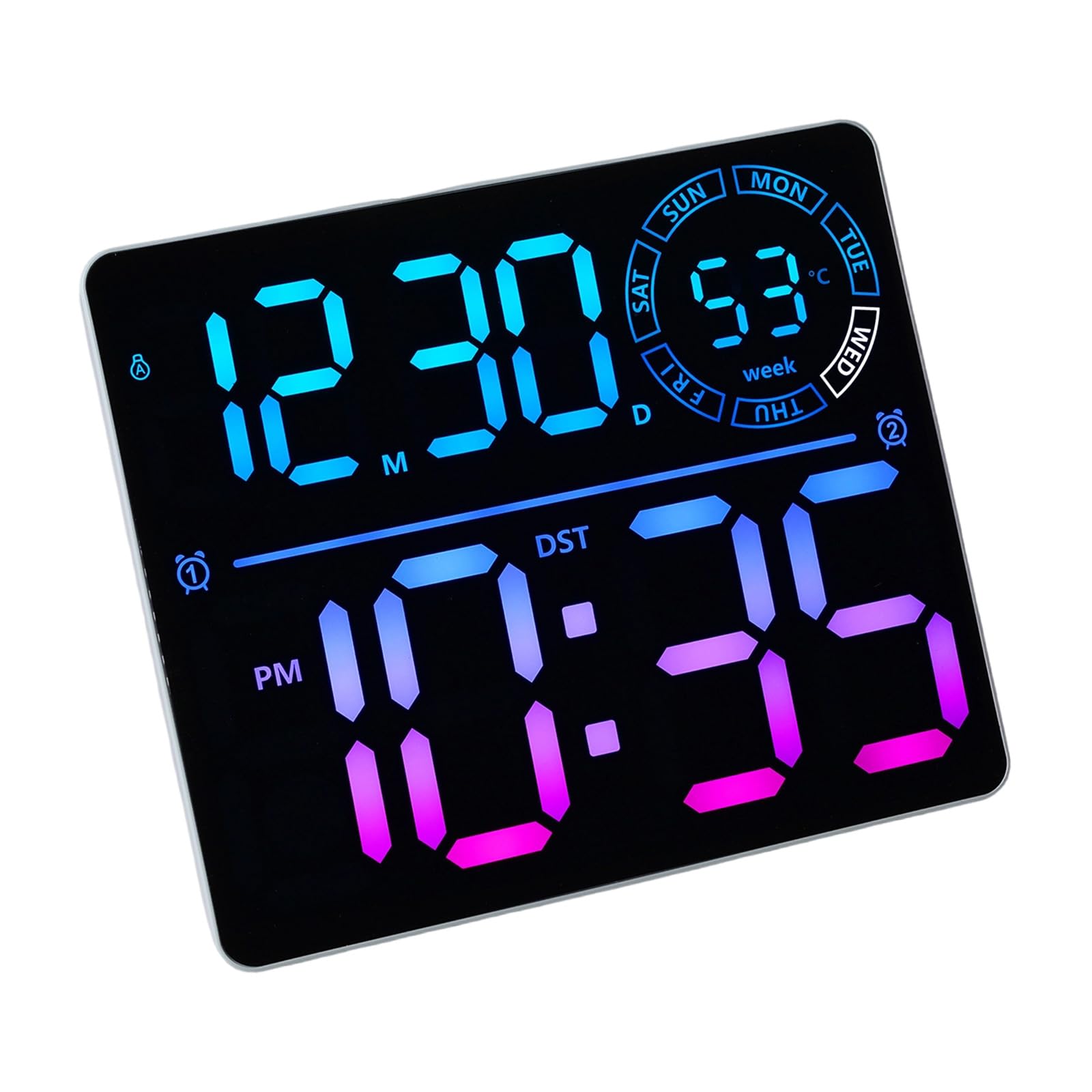 Ljhnba White Shell Led Electronic Clock With Auto Changing Color And Number Display Adjustable Brightness Digital Alarm Clock For Desktop Home Deck