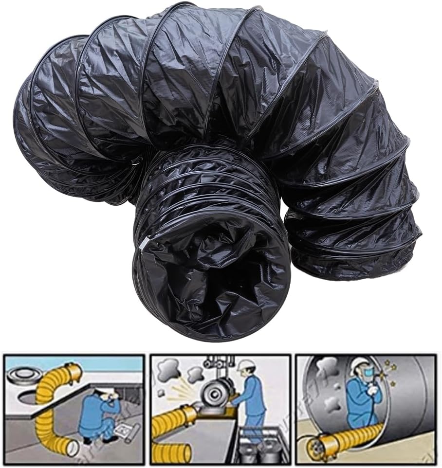 PVC Flexible Duct Hosing 8 Inch 16FT Exhaust Ducting Hose for Utility Blower Ventilation Fan Exhaust Fan (8INx16FT)