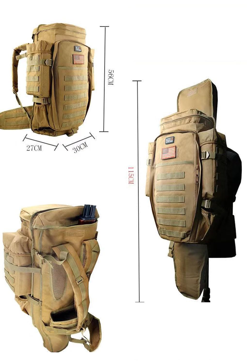 Mochila De Senderismo, Mochila De Caza, Mochila Sobrevivencia, Mochila Táctica De Supervivencia, Paquete De Caza Todo En Uno Táctico Escalable, para Caza del Campo Pesca
