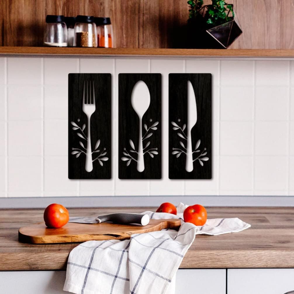 GANAZONO 1 Set Wooden Fork Spoon Sign Spoon Fork Basswood Three-dimensional