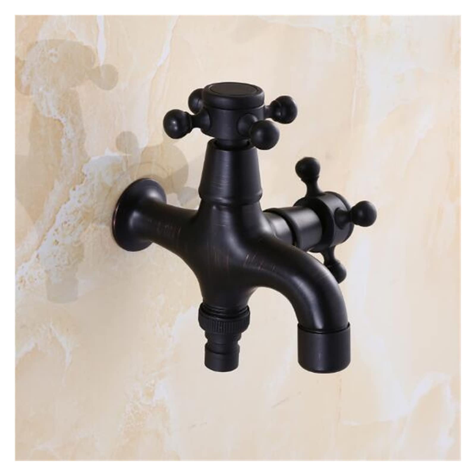 Totale ottone nero olio spazzolato doppio utilizzando la lavatrice rubinetto angolo da giardino Facile da installare(Light Grey)