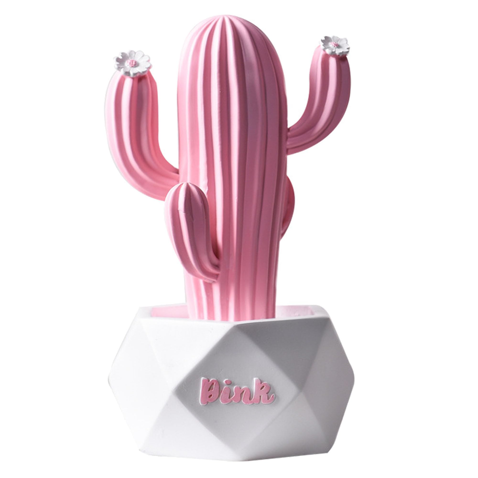 Estatua Cactus Moderno, Abstracto Adorno Salon Moderno, Abstracto Estatua Planta Resinoso Moderno, Artístico Figura Decoracion Salon, Ornamento Arte, Decoracion para Casa Hogar Salon Escritorio (rosa)
