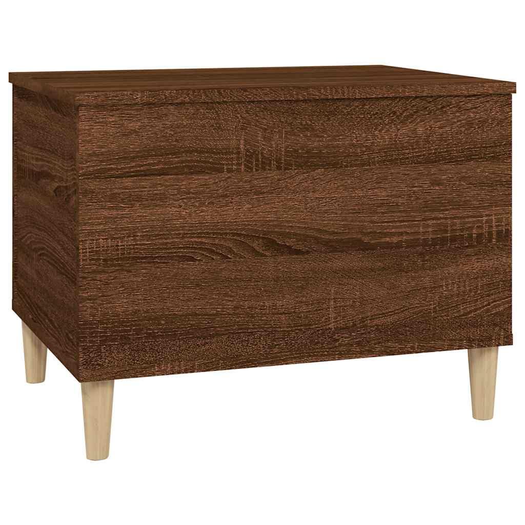Stolik kawowy brązowy o wyglądzie dębu, 60 x 44,5 x 45 cm, materiał drewnopochodny, z regulacją wysokości, z miejscem do przechowywania, eleganckie meble do salonu, stolik pomocniczy, stolik