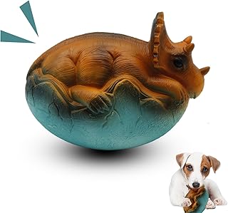 Cooway Squeaky Latex Dog Toys,Soft Rubber Dinosaur Egg Dog chew Toys for Training,Fetch Interactive Play for Small Medium Large Dogs(Green-2)