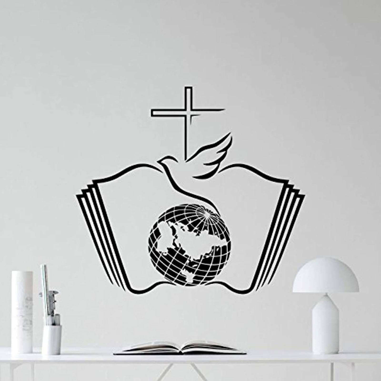 Youousi Black Prayer Christian Jesus Christ Religious Vinyl Wall Sticker Dove Bible Earth Cross Wall Sticker Church Home Decoration