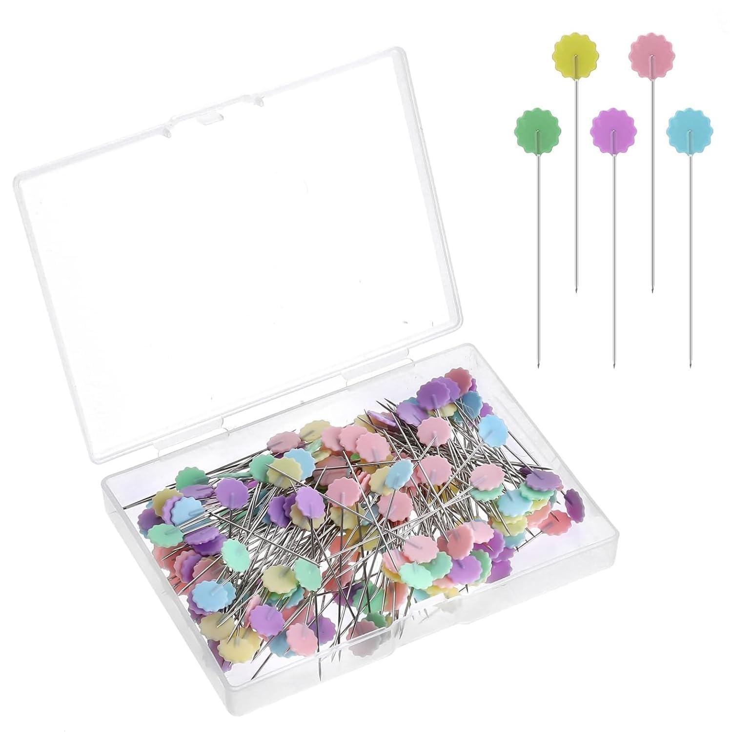 Kjzeex Sliver 200Pcs Multicolor Sewing Pins Coloured Heads, Sewing Pins, Straight Pins For Sewing Diy Projects Dressmaker Jewelry Decoration