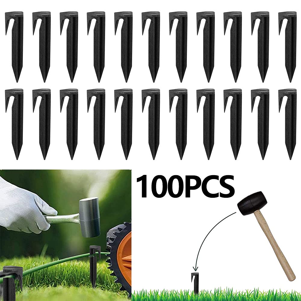 Gatphy 100Pcs Pegs for Robotic Lawnmower Boundary Cables Universal Ground Anchor Boundary Wire Pegs Lawn Mower Peg Hooks Ground Securing Pegs for Robotic Lawn Mowers Boundary Cable Wire - Image 2