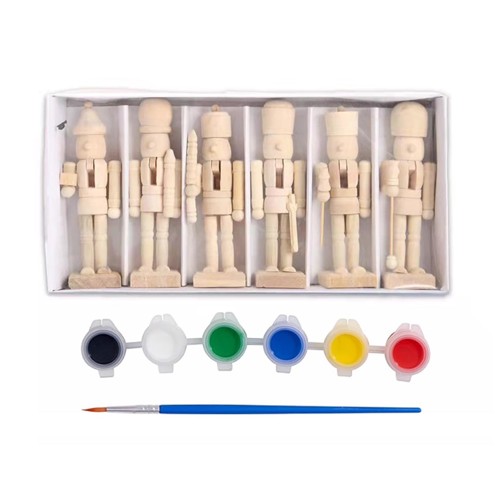 Glifora 18CM Christmas Wooden Unfinished Nutcracker Figurine - DIY Blank Unpainted Soldier Figure, Festival Holiday Party Ornament Decoration