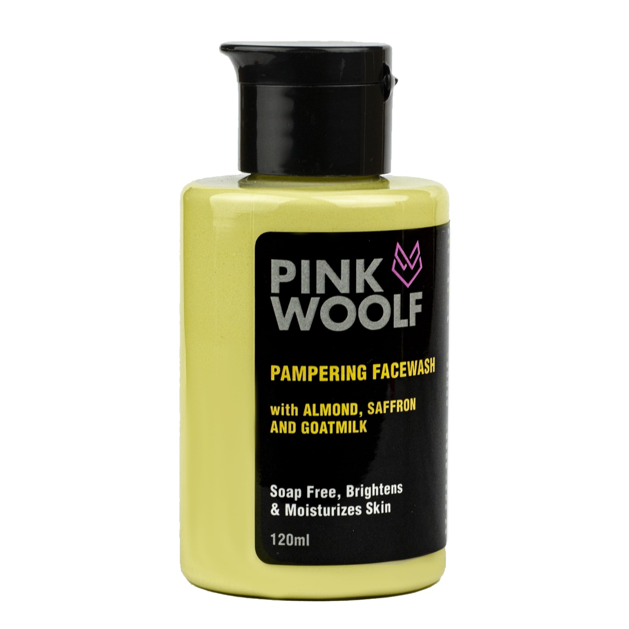 Pink Woolf Pampering Facewash With Almond, Saffron And Goatmilk | Refreshing Cleanser Suitable for All Skin Types - 120ml (Pack Of 1)