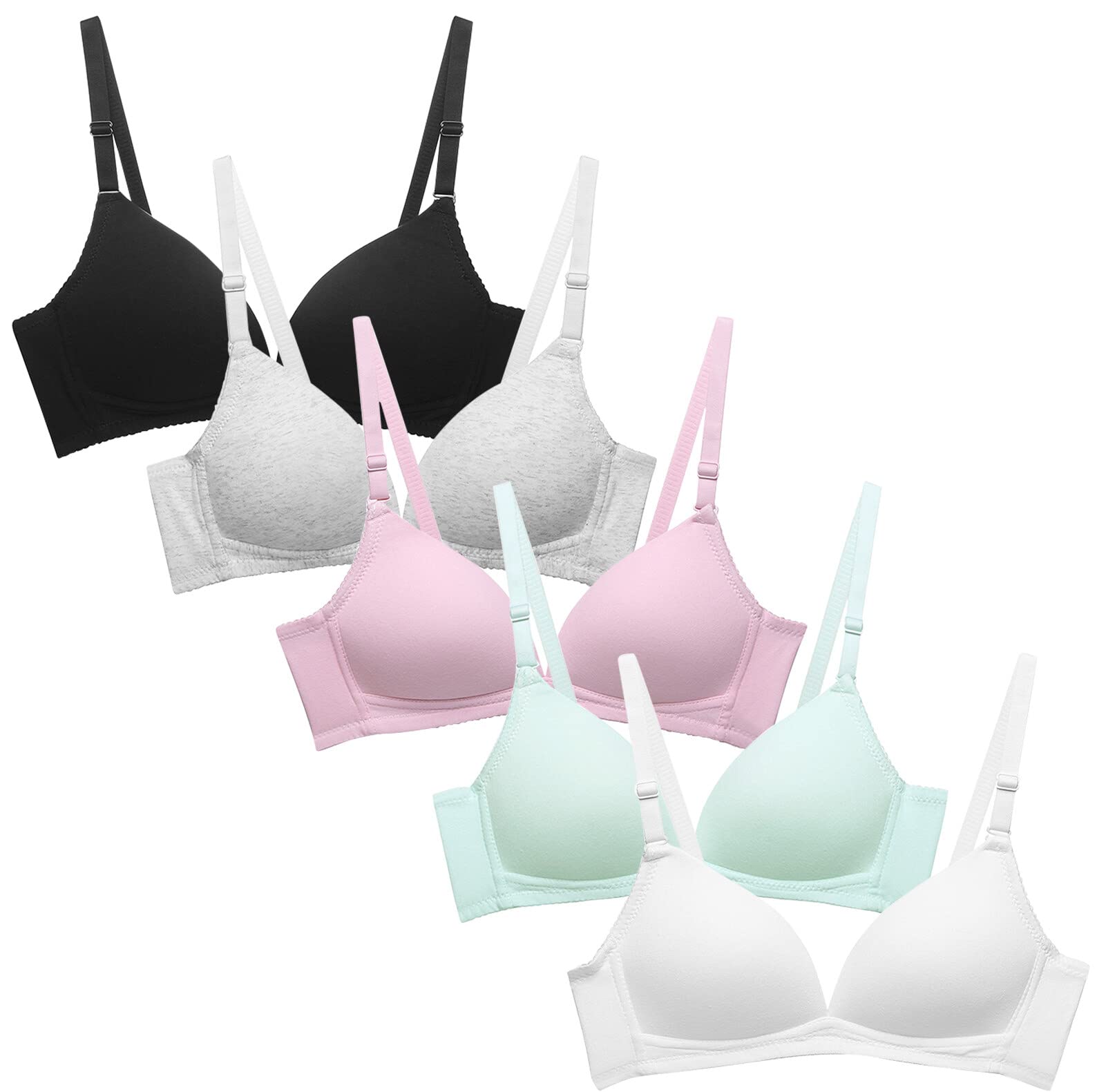 Happy Cherry Lot De 5 Soutiens-Gorge Adolescents Filles - Brassières Sport Sans Armature Confortables