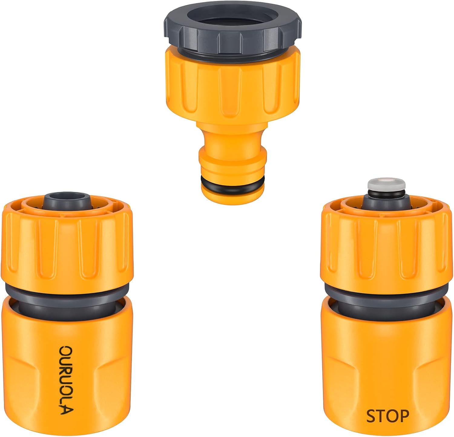 OURUOLA Hose Connector Garden Hose Fitting Set, Including 1x Waterstop