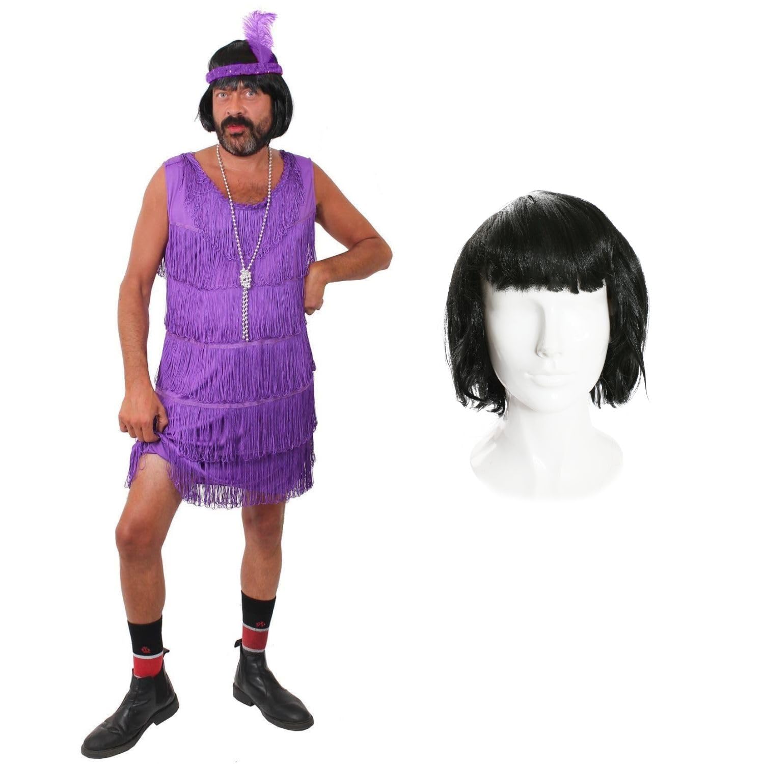 Mens Stag Night Purple Flapper Fancy Dress Costume