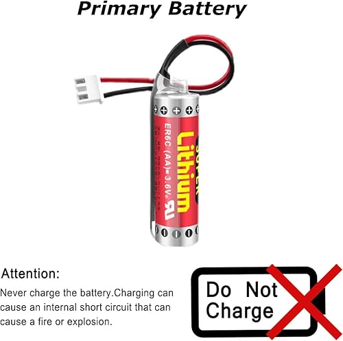 Miniatura 3 de NOUCHU 2 Pack ER6C 3.6V 1800mAh Non-Rechargeable AA Lithium Battery with Plug for FX F2-40BL