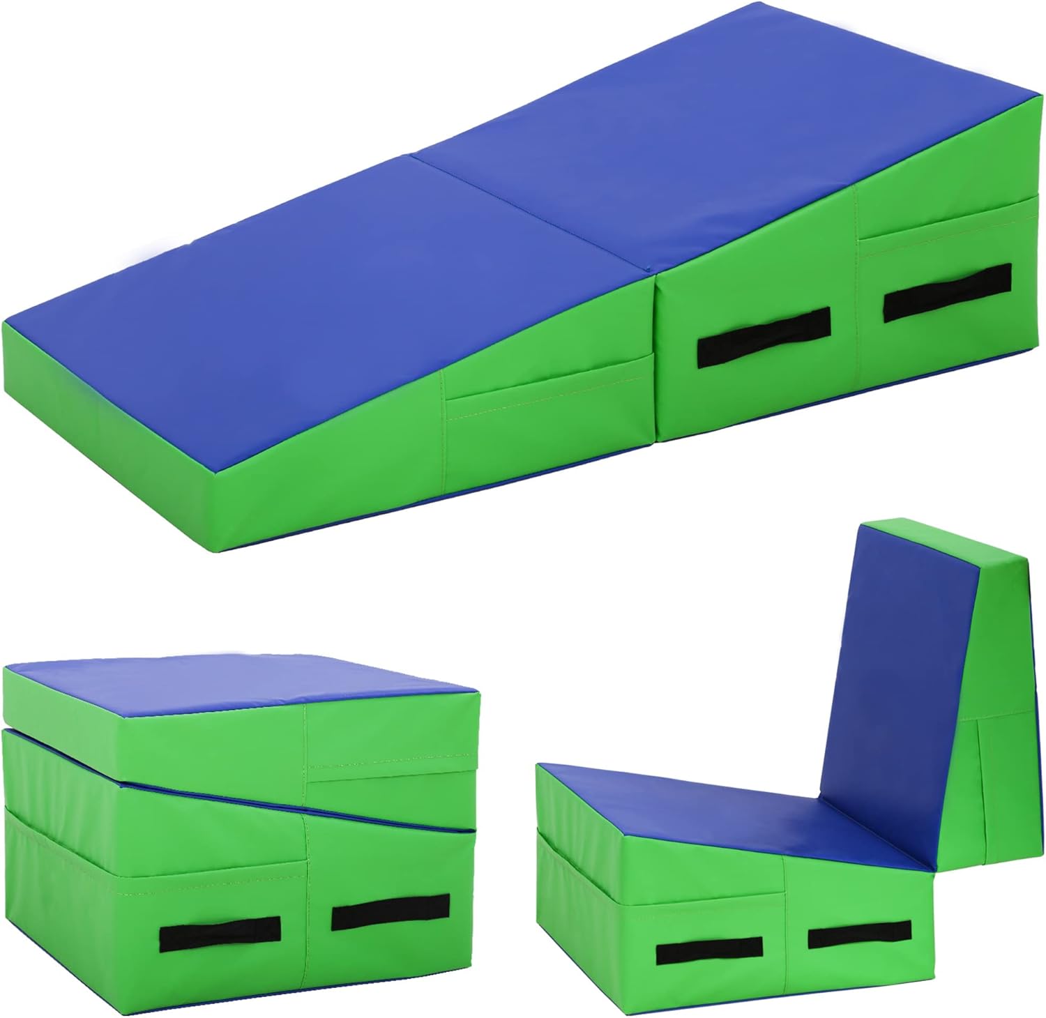 Gymnastics Mat Tumbling Mat Incline Mat Folding Gymnastic Tumbling Mat Indoor/Outdoor Exercise Mat Home Gym Yoga Mat with Handle