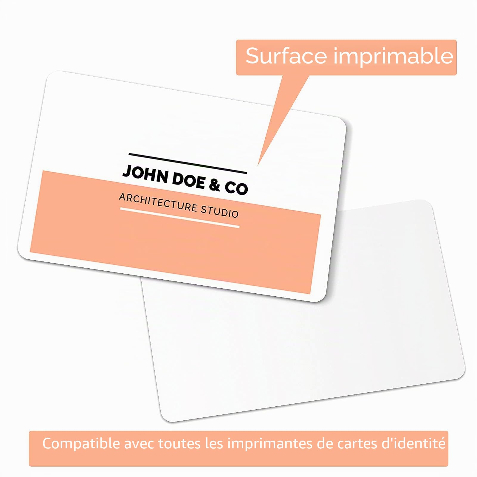 Lot de 200 cartes PVC blanches vierges, cartes plastiques CR80, cartes d'identité professionnelle en plastique, compatibles pour imprimantes de cartes d'identité - 30 mil, 760 microns