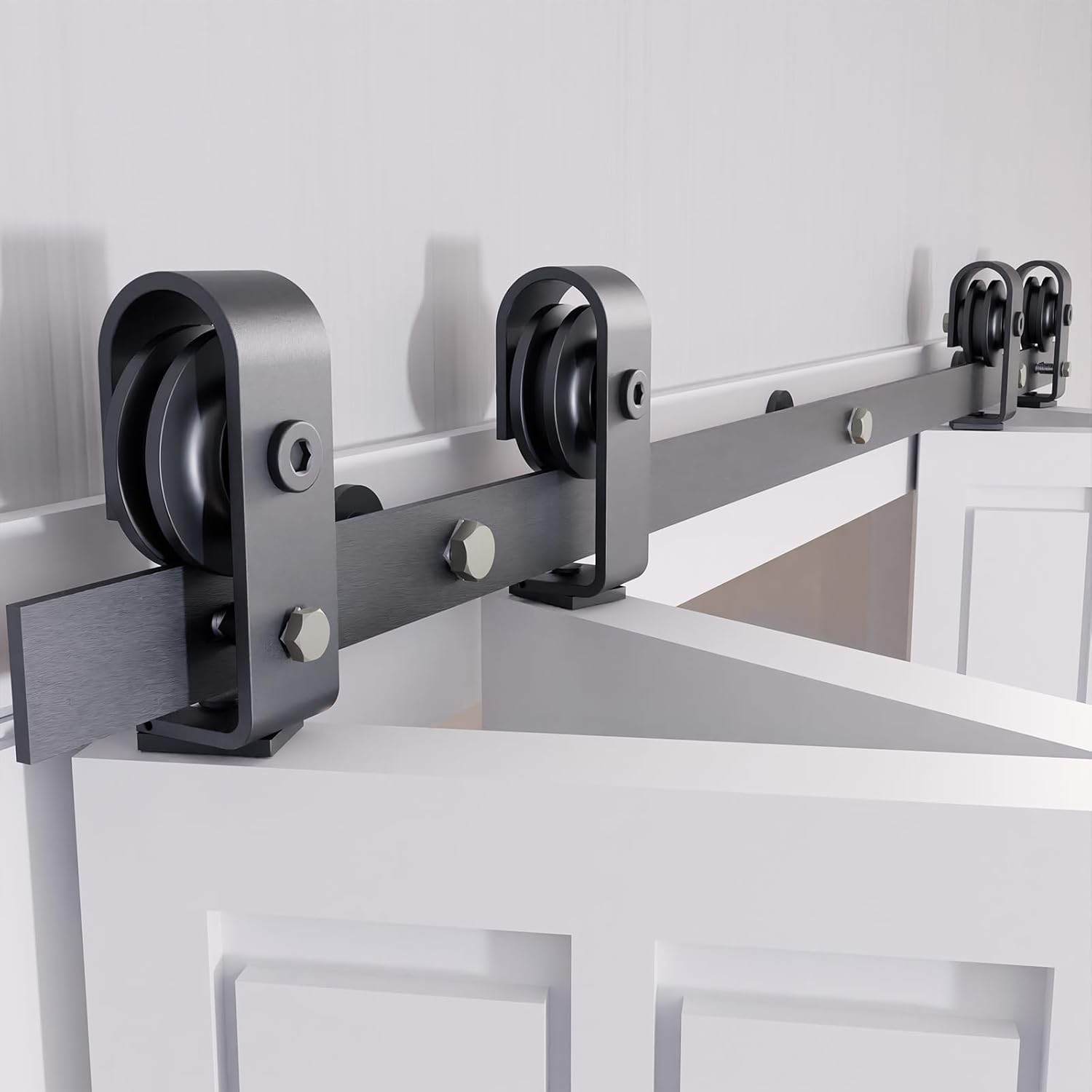 CCJH 4FT/48 Bi-Folding Sliding Barn Door Hardware Kit Heavy Duty For 2 Doorshardware Kit Only No Door - View #13