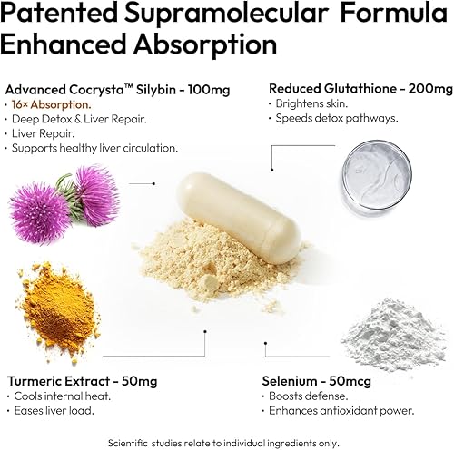 Miniatura 4 de BigVita Detox Hígado Vegano Sin Gluten Suplemento para la Salud del Hígado Limpiar Desintoxicación y Reparación de Resaca Contiene Cardo Mariano