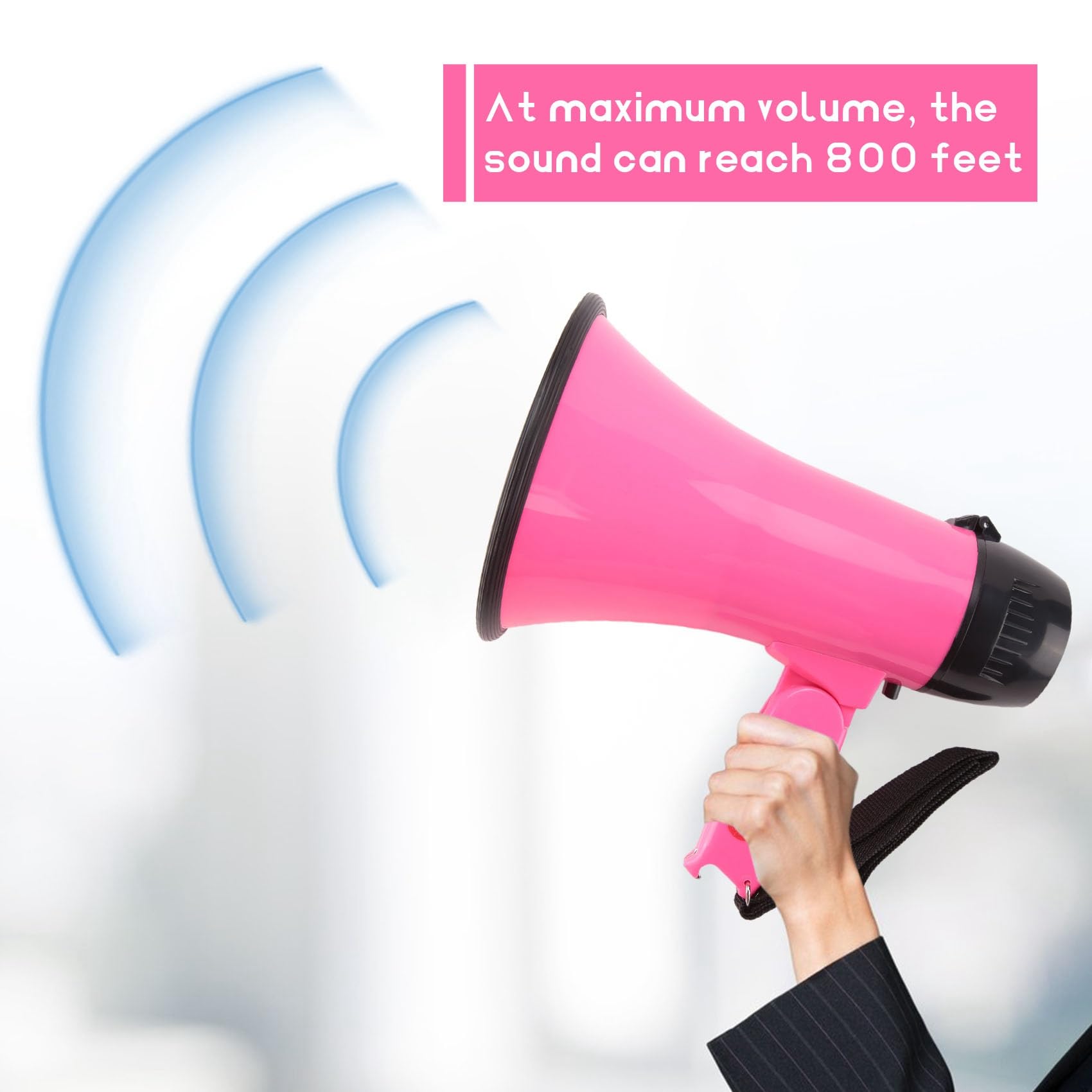 Altavoz Megáfono PA Bullhorn 25W Sirena Grabadora Voz Abrebotellas Rosa