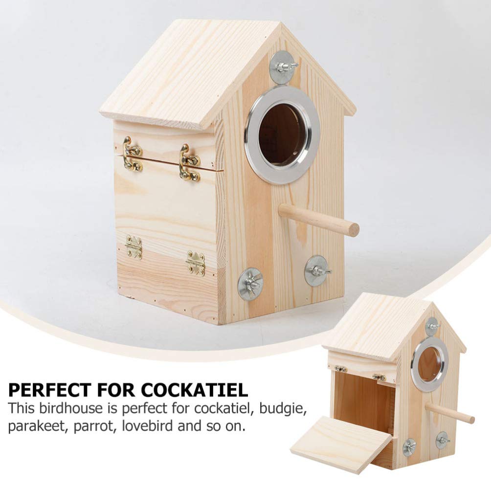 Caja Nido de pájaros de Madera, casa for pájaros, Caja de cría de Loros, Jaula, Nido de pájaros de Madera for Periquito, Periquito, cacatúa, Conure, pinzón Canario, Agapornis/1128