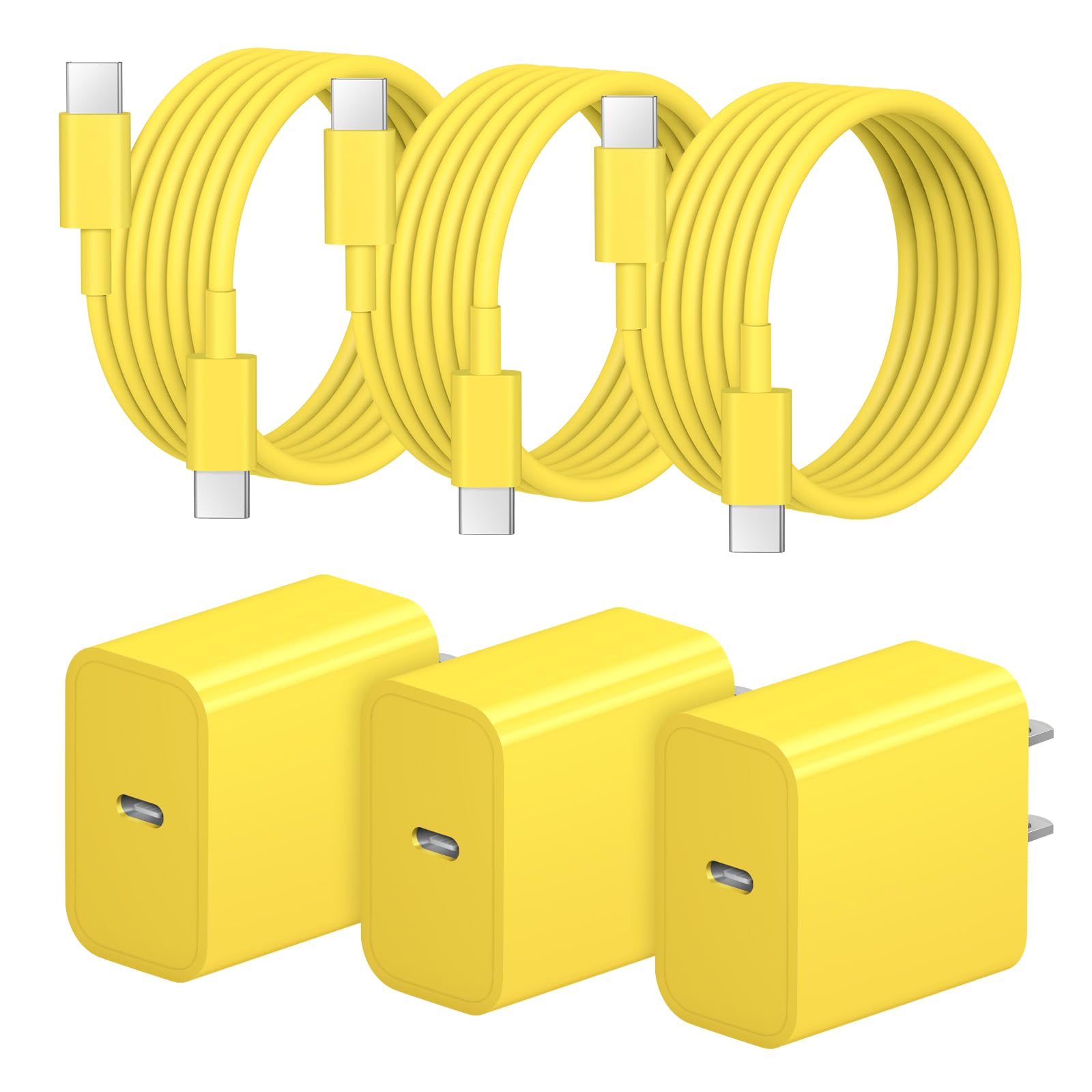 iPhone 17 16 15 Charger Fast Charging 3 3Pack 20W USB C Wall Charger with 6FT Fast Charging