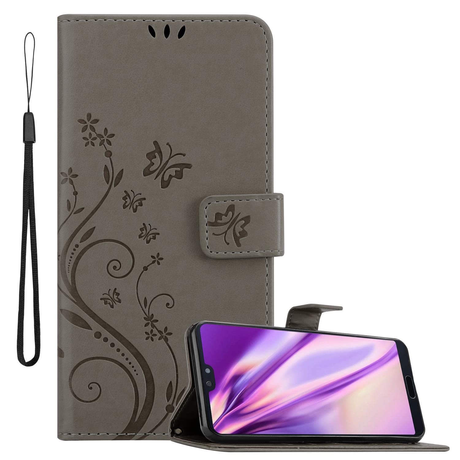 Cadorabo Custodia A Libro Per Huawei Mate 20 Lite | Turchese Con Fiore, Chiusura Magnetica, 3 Slot Porta Carte E Funzione Stand