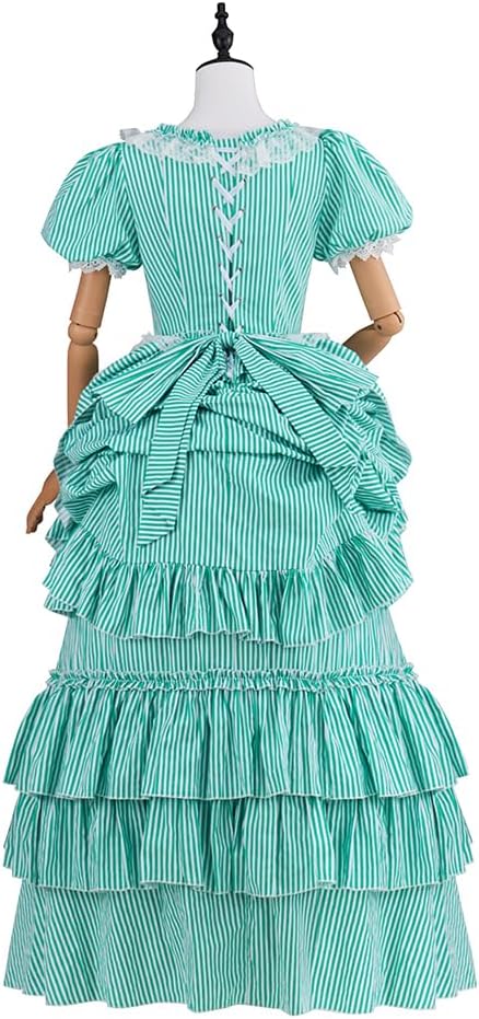Victorian Striped Bustle Dress Vintage Garden Tea Party Ball Gown Civil War Renaissance Theater Costume for Women - Image 5