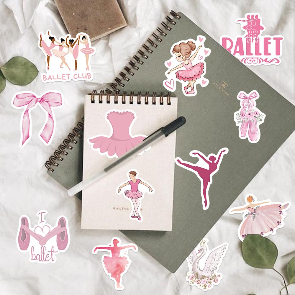50Pcs Ballet Dance Stickers Laptop Car Scrapbook Phone Skateboard Suitcase Luggage Bike Dacing Movements Ballerina Vinyl Waterproof Aesthetic Personalised Stickers for Teens Boys Girls Adults - Image 3