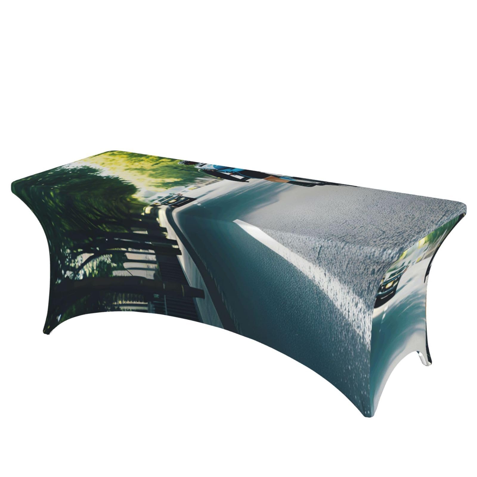 AYYQWE Car And Bicycle Print Elastic Rectangular Tablecloth For Banquet Outdoor Picnics Office Table Cover