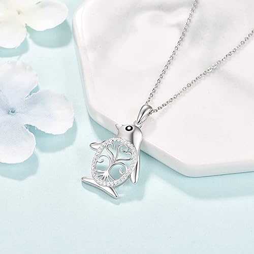 Miniatura 2 de TANGPOET Penguin Necklace 925 Sterling Silver Penguin Pendant Jewelry Gifts for Women Girls with 18"+2" Cable Chain
