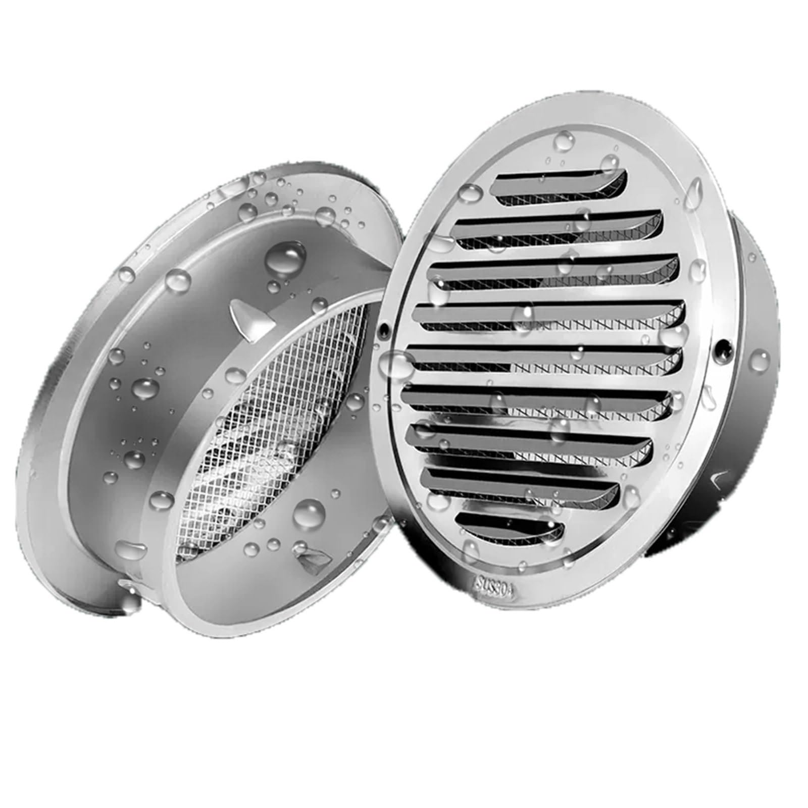 Grille Ventilation Multifonctionnelle Ronde INOX Acier Grille Aération Couvercle Écran Maille Air Sortie 150mm,200mm,300mm for Cuisine Salle Bain Mur Plafond Ventilation(300mm)