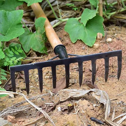 Rastrillo de jardín SHINEOFI de 11 púas para suelta de suelo miniatura 4