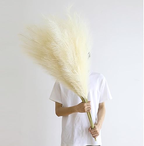 Miniatura 5 de Decoración de hierba de pampa sintética de 38 pulgadas, hierba de pampa artificial rosa y beige, planta de interior