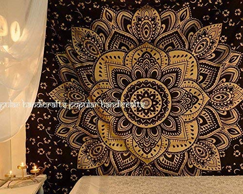 Popular Handicrafts Wall Hanging Tapestry for Bedroom Gold Ombre Mandala Wall Art Hippie Wall Hanging - Image 4