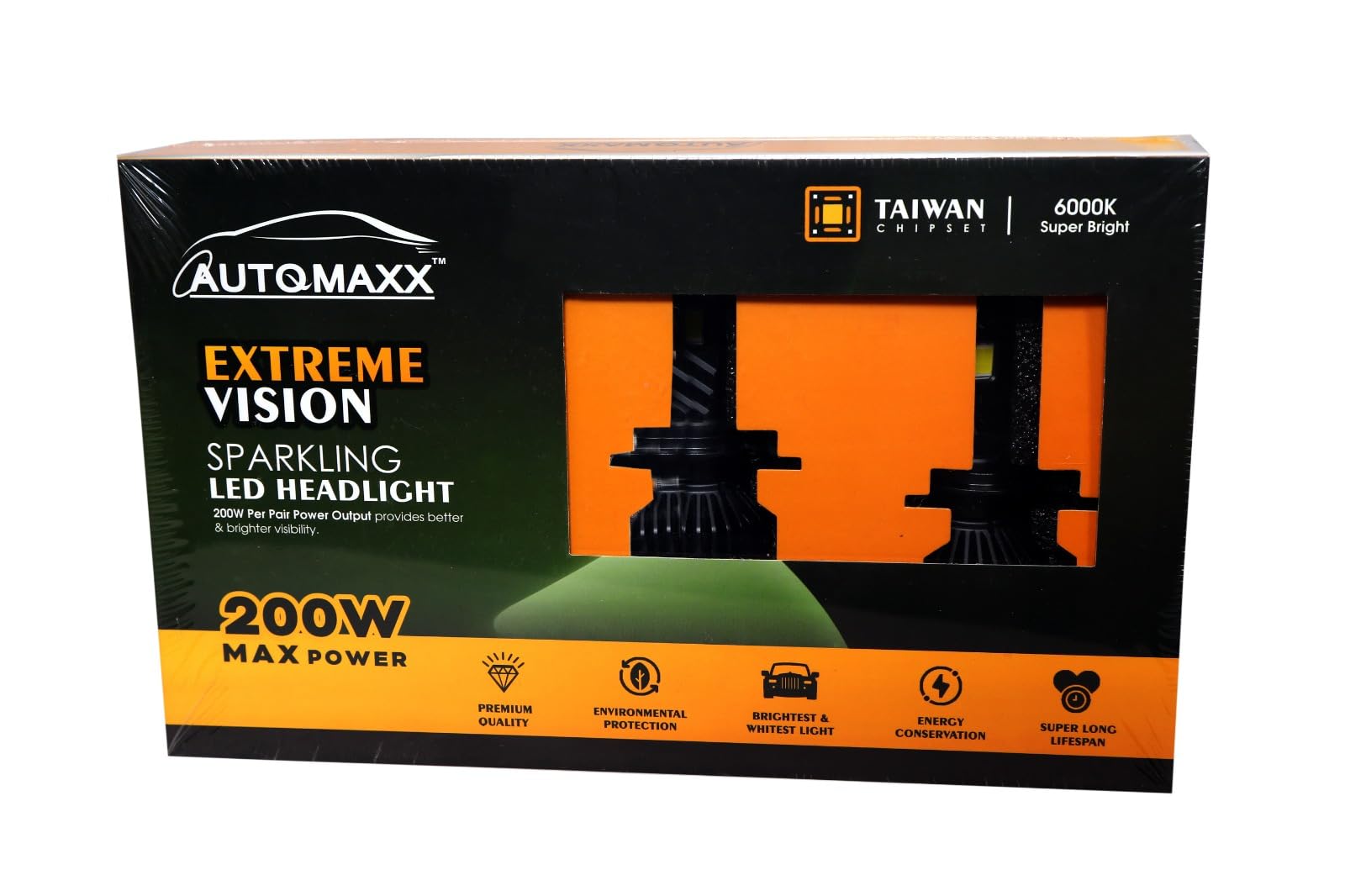 AUTQMAXX 200W-H7 Super Bright Extreme Vision Sparkling Led Light.