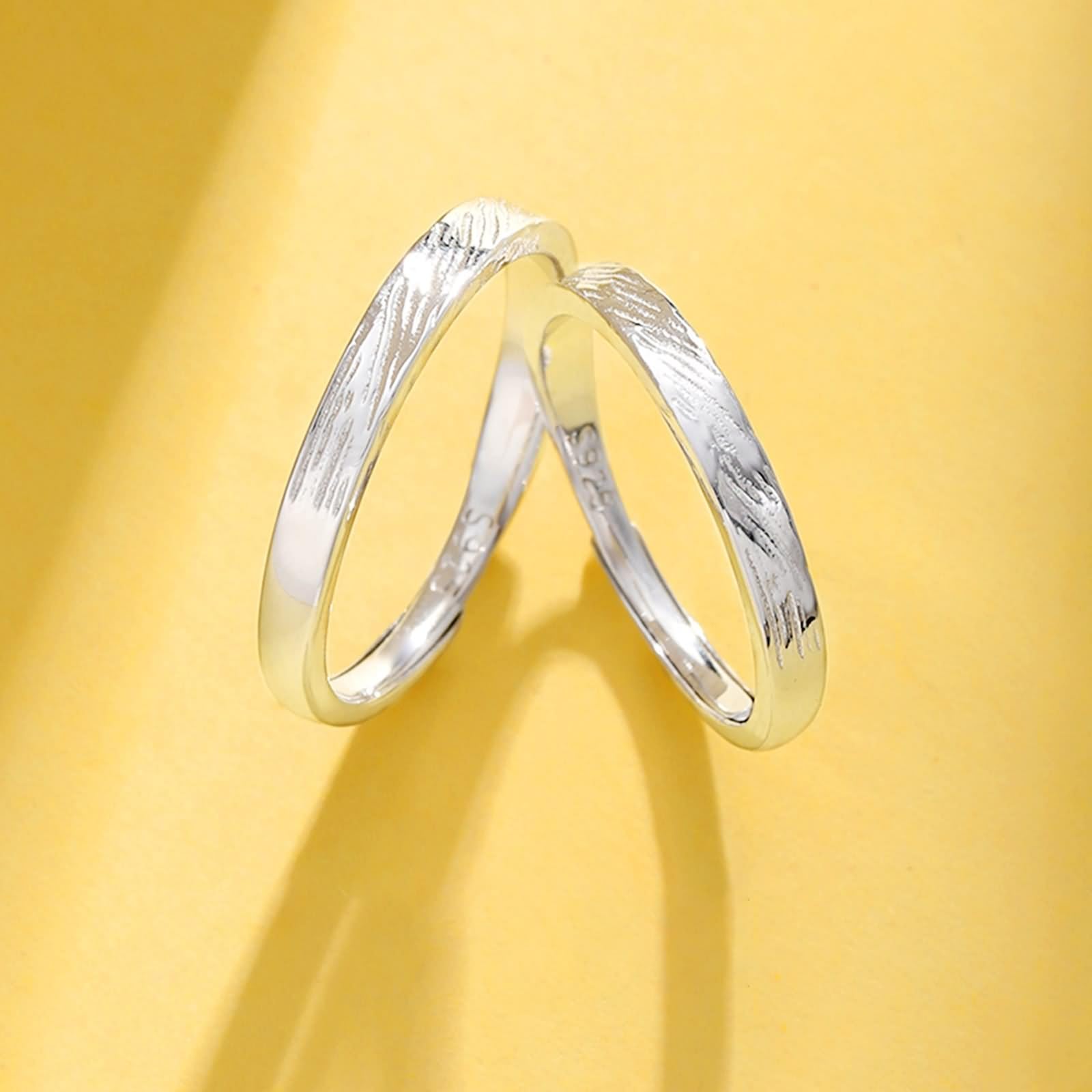 Verlobungsring Paar Gold, Ringe Frauen Silber 925 Unregelmäßige Textur Jahrestag Geschenk