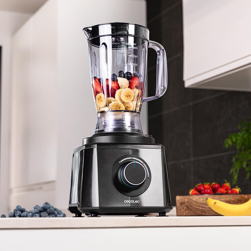 Cecotec Lebensmittelprozessor Paprika 1300 Full, 2000W Leistung, Edelstahl, 2 Geschwindigkeiten, 3 Schneidscheiben, inklusive Schüssel 3,5 L, Krug 1,8 und Saftpresse