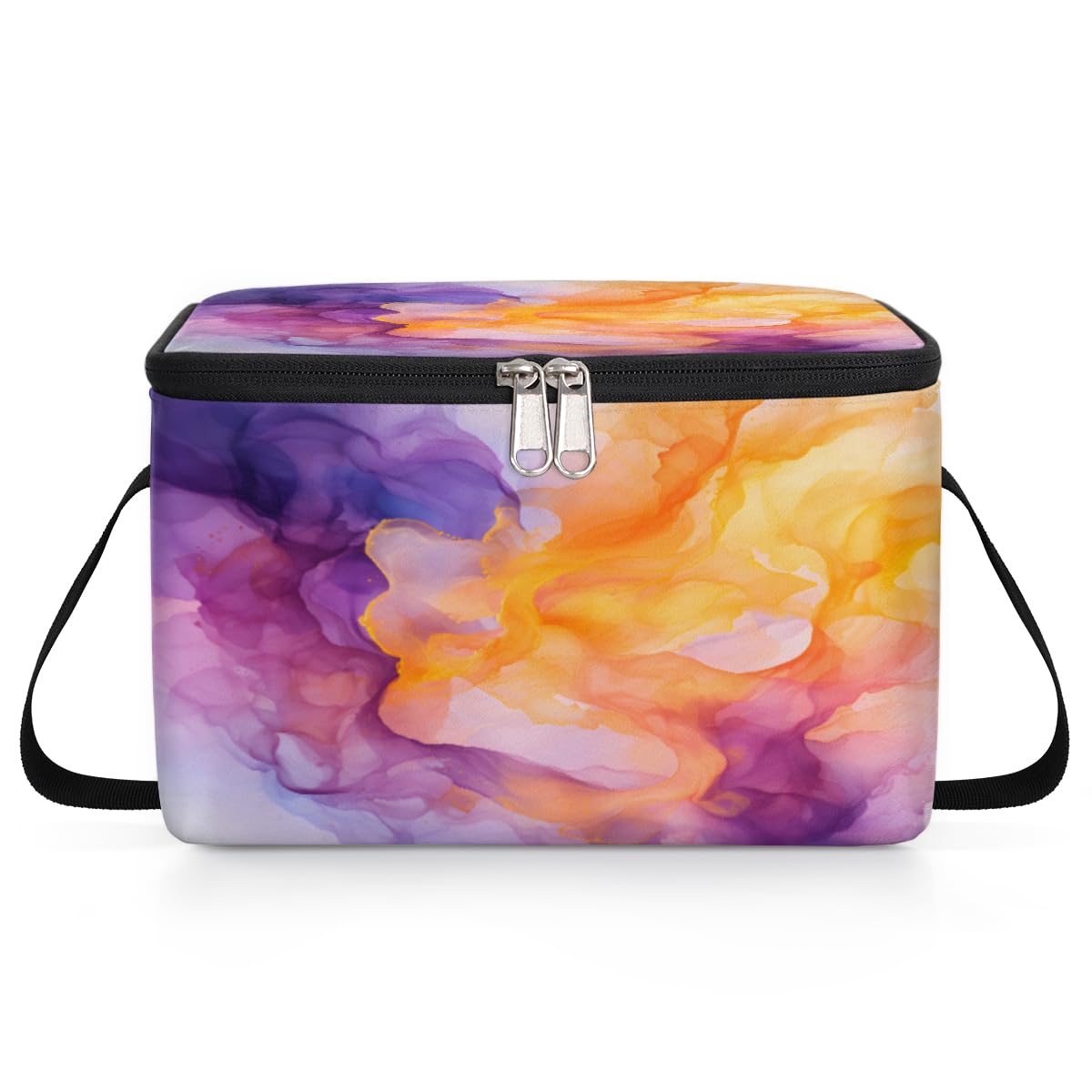 GzLeyigou Colored Smoke Lunch Bags for Women Men 9 Cans, Hot & Cold Food Delivery Bag Insulated Grocery Bag Insulated Lunch Box Abstract Smoke Waves Cooler Bag for Office Work Picnic Beach