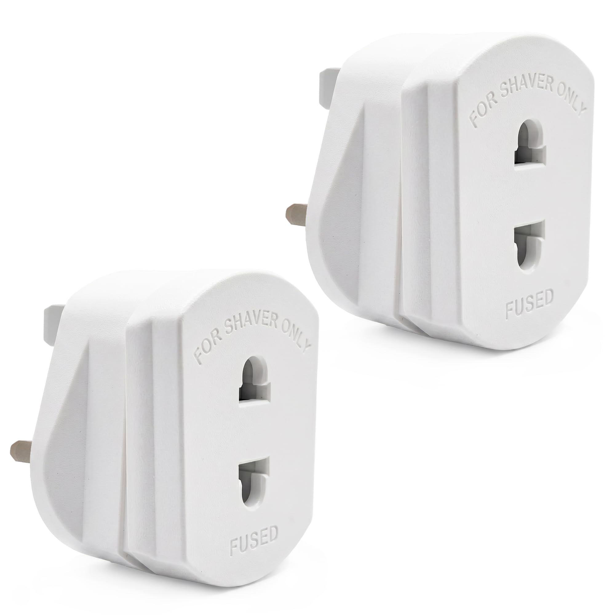 Double Dragon 2-Pack UK Electric Toothbrush & Shaver Plug Adapter | 2-Pin to 3-Pin Bathroom Converter | Supports UK EU Round & US Flat 2-Pin Plugs | 1A Fused | Compatible with Oral-B, Braun, Philips