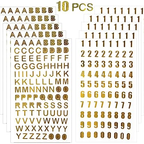 Adhesive Stickers Personalized Letter and Numbers Stickers Alphabet Stickers Supplies for Arts Craft Greeting Cards Scrapbooks Home Decoration 10 Sheets Cover