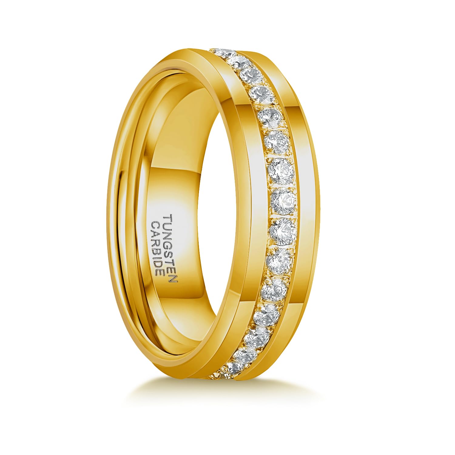 Greenpod 6mm 8mm Tungsten Carbide Rings for Men Silver/24K Gold Plated Cubic Zirconia Eternity Wedding Band Women High Polish Comfort Fit Size 6-13