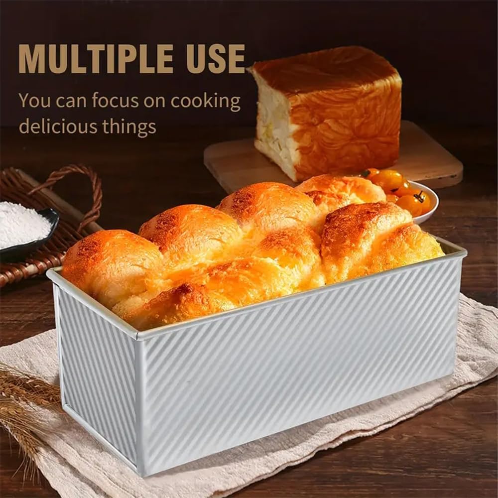 Moule à pain de 1 kg avec couvercle, capacité de pâte de 1 kg, moule à pain anti-adhésif en acier au carbone avec couvercle pour la cuisson du pain