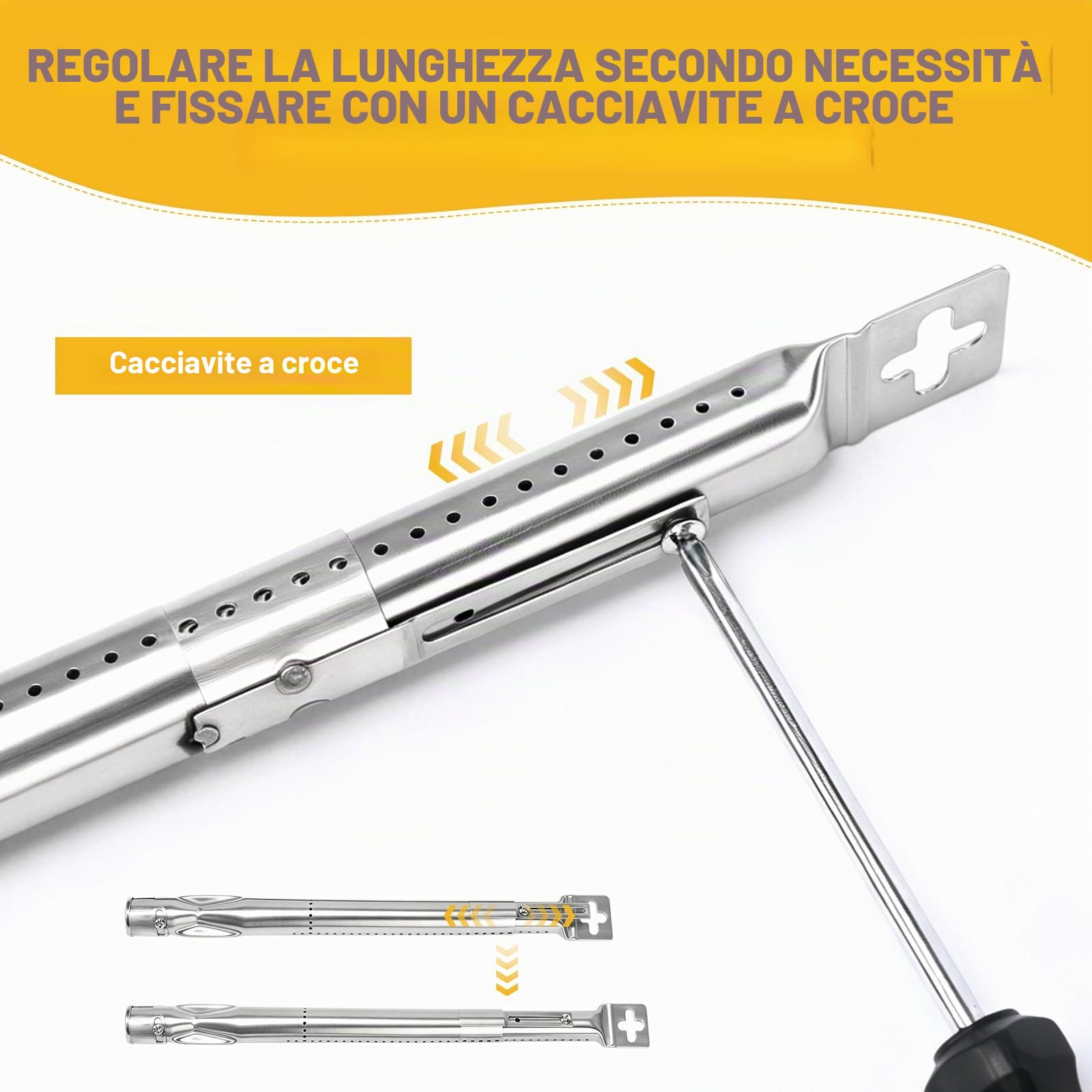GFTIME Bruciatore universale per barbecue a gas Charbroil, Napoleon, Landmann, Enders, Barbecook, Tepro, Taino, Proficook, regolabile, in acciaio inox, 4 pezzi