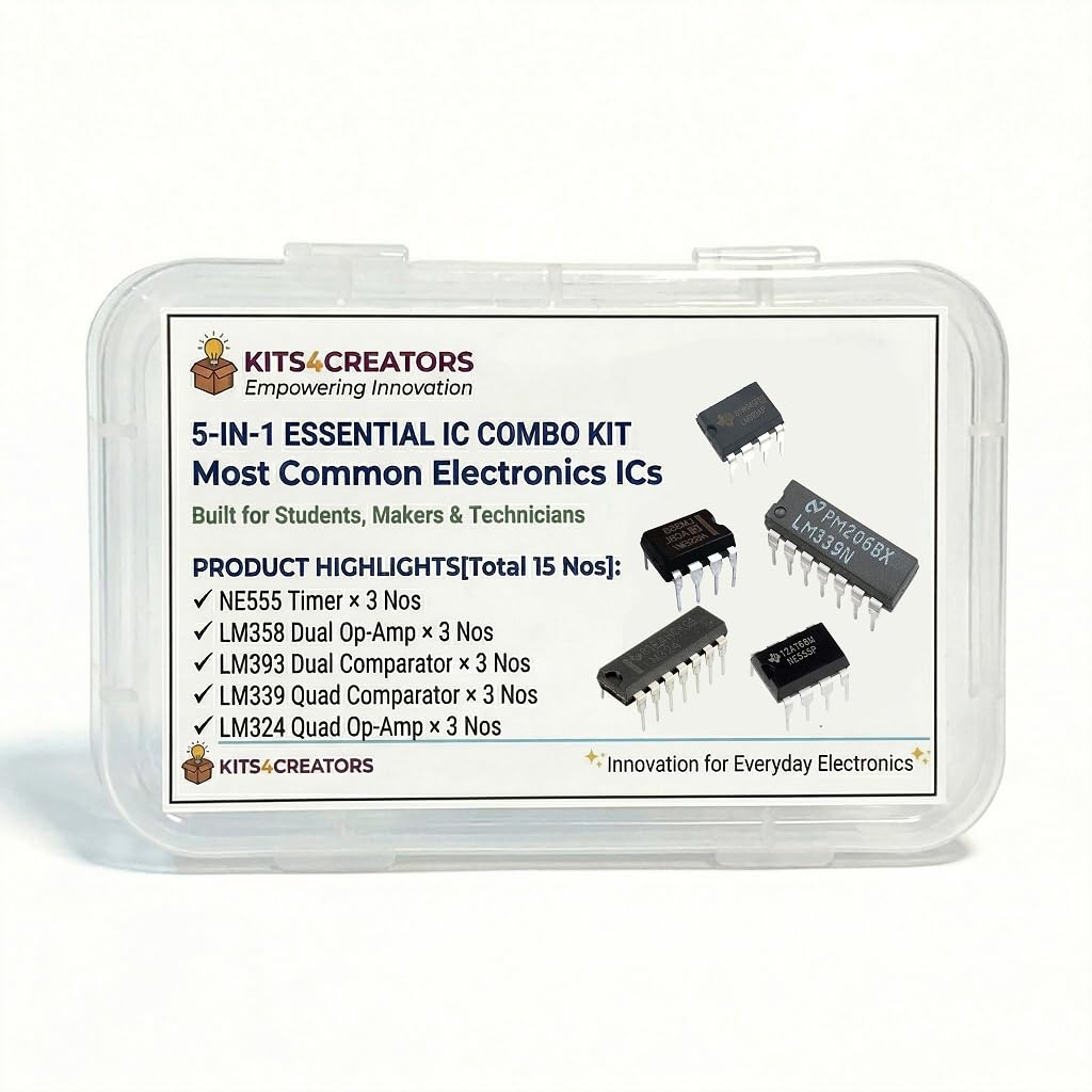 Essential IC Combo Kit | NE555 LM358 LM393 LM339 LM324 | Timer Op-Amp Comparator IC Set | DIP Package Through Hole | DIY Electronics Components | Pack of 15-image-20