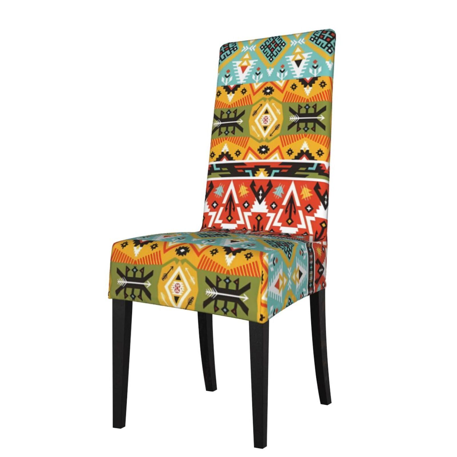 WHJSHOP Bohemian Feather Prints Protection Cover for Dining Chair – Stretchy & Wrinkle-Resistant Chair Throw Covers for Dining Room, Hotel, and Event Decor