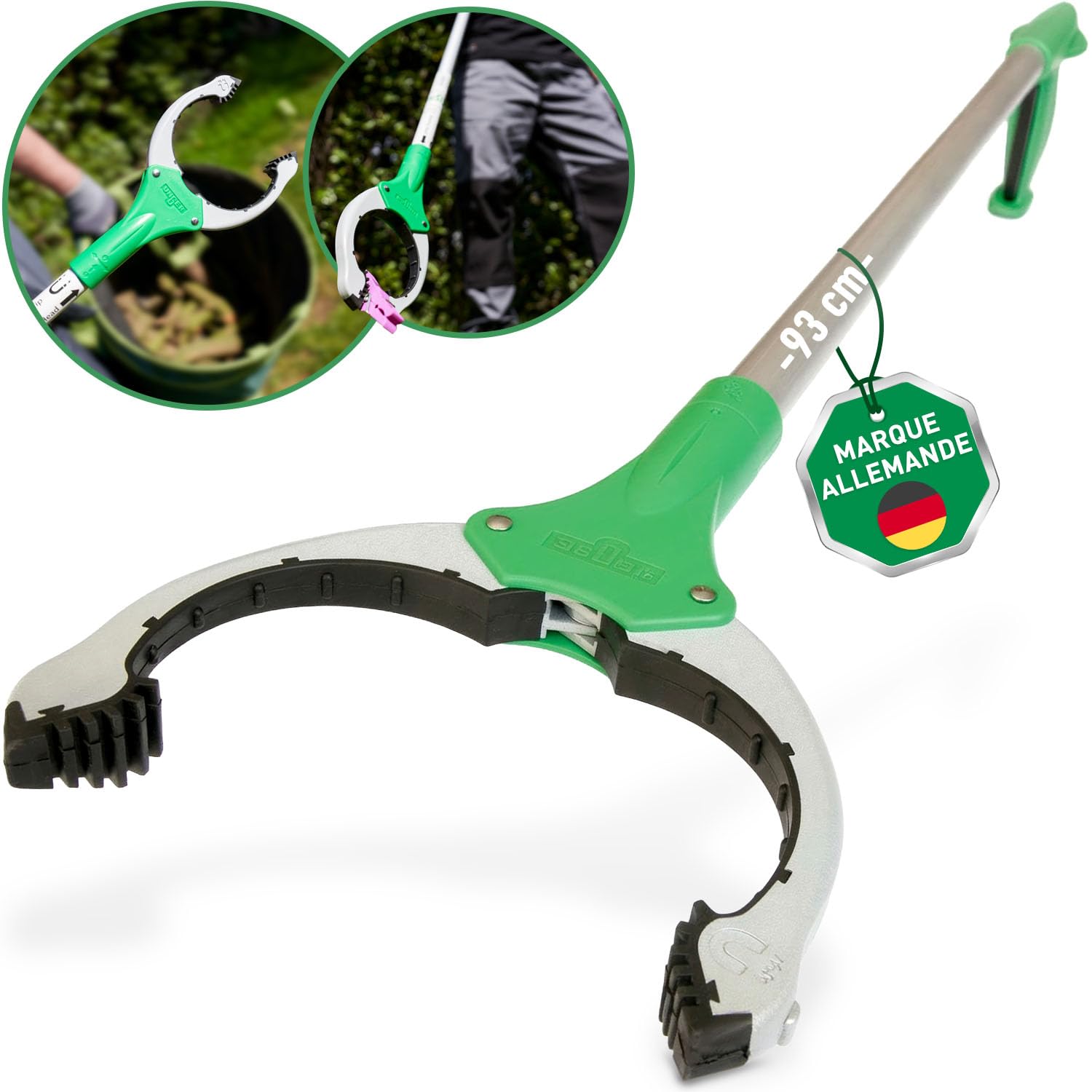 UNGER NiftyNabber Trigger Préhenseur tout usage (longueur de 93 cm, pince à déchets, avec pointe aimantée, tête de préhension rotative à 360°, très robuste) NT090