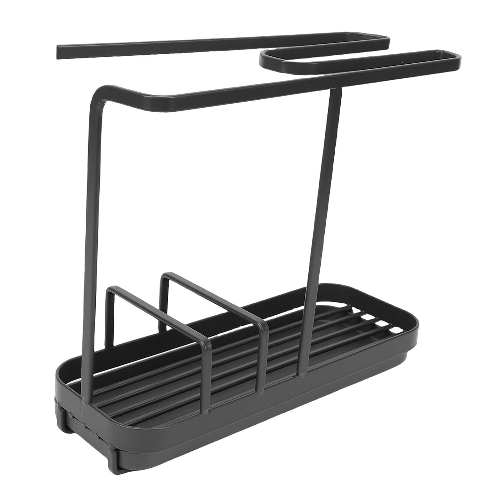 Ausla Küchenspüle-Organizer aus Metall, Schwammhalter mit Handtuchstange, 25 X 9,5 X 21,4 cm, Platzsparende Aufbewahrung auf der Arbeitsplatte für die Verwendung von Bürsten, Schwämmen und (Gray)